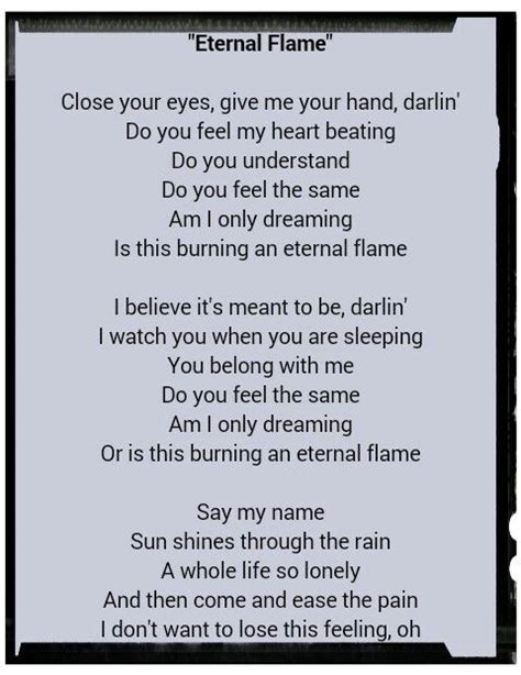 Eternal Flame Poem in Black and White