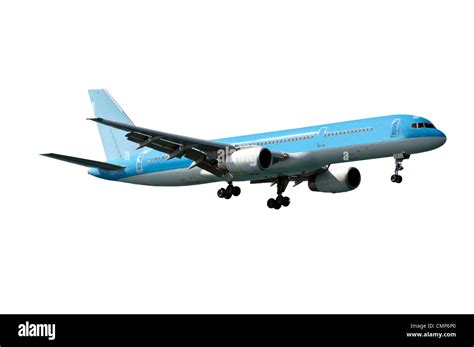 Blue airplane isolated on white background Stock Photo - Alamy