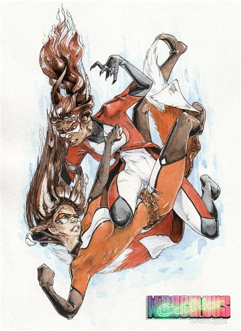 Fox Fight. Volpina vs Rena Rouge. Picture painted to order, by me ...