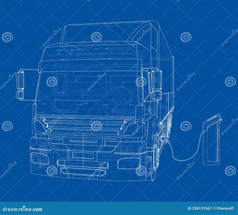 Electric Truck and Charging Station Stock Illustration - Illustration of socket, heavy: 236131567