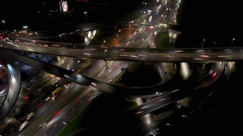 Beautiful Aerial Night View of Highway, Cars headlights 11801693 Stock ...