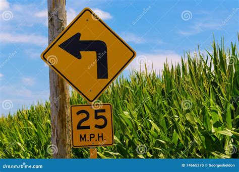 Left Turn Ahead Arrow Sign stock photo. Image of directional - 74665370