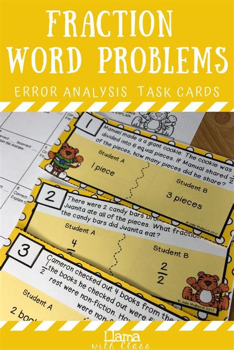 Fraction Word Problems Error Analysis Task Cards and Google Slides™ - Fractions | Fraction word ...