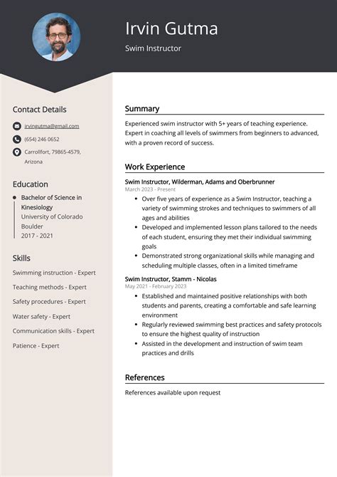 Swim Instructor Resume Example (Free Guide)