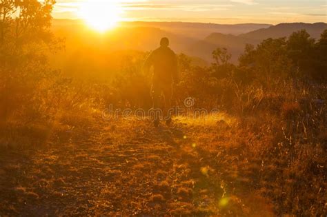 Hike in sunset stock image. Image of summer, hiking - 274715697