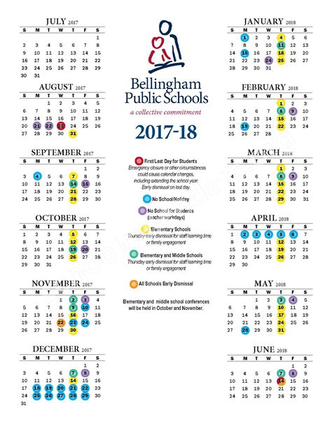 2017-18 School Year Calendar | Bellingham School District – Bellingham, WA