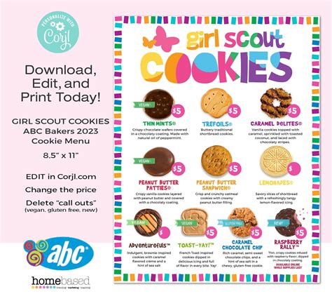 New 2023 ABC Girl Scout Cookie Menu ABC Bakers Cookie Menu - Etsy