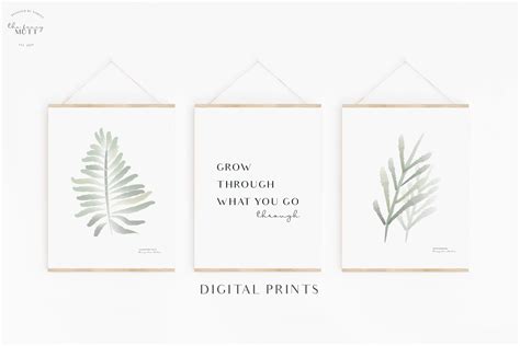 Digital print set, includes 2 botanical prints and one inspirational quote. Perfect for your ...