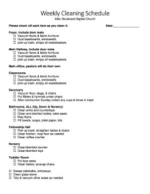 Church Cleaning Checklist Spreadsheet | Awesome Design Layout Templates