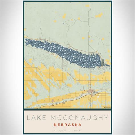 Lake McConaughy - Nebraska Map Print in Woodblock — JACE Maps