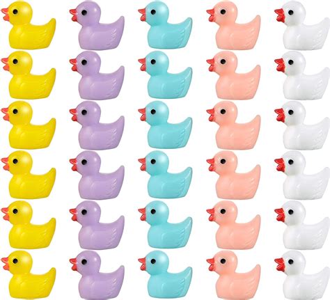 Amazon.com: 50 Pieces Decoration Ducks 5 Colors Miniature Ducks Little ...