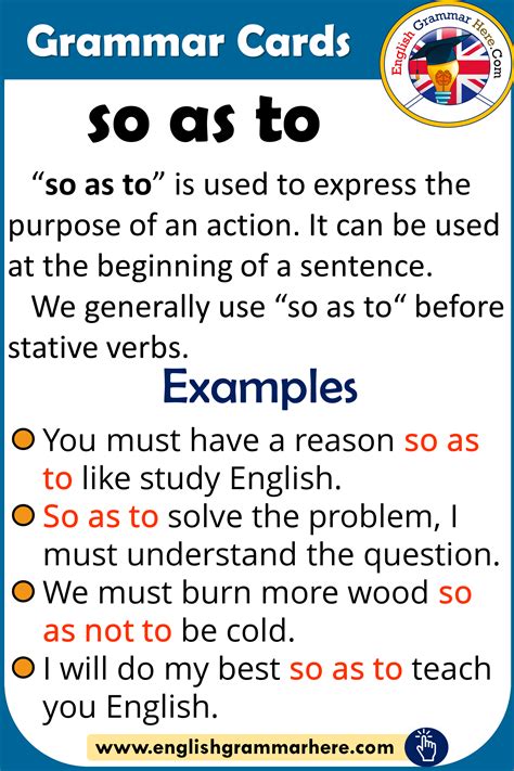 Grammar Cards – Using SO AS TO in English - English Grammar Here