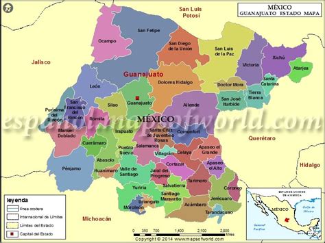 Mapa de Guanajuato | Estado de Guanajuato Mexico | Guanajuato, Mapa geografico de mexico, Ciudad ...