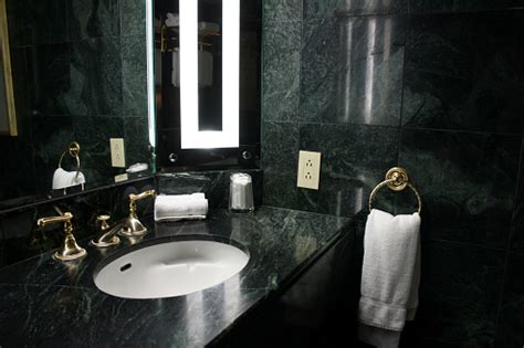 Luxury Dark Green Marble Bathroom Interior Stock Photo - Download Image Now - Dark, Domestic ...