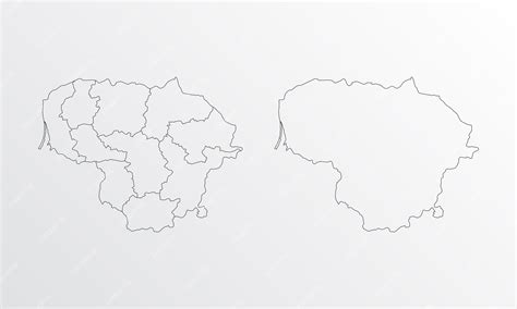 Premium Vector | Black Outline vector Map of Lithuania with regions on ...