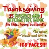 THANKSGIVING crossword puzzles esl printable worksheet pumpkin activities