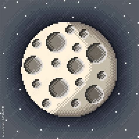 Moon planet in space. Moon pixel art. Vector illustration. Happy Halloween. Stock Vector | Adobe ...