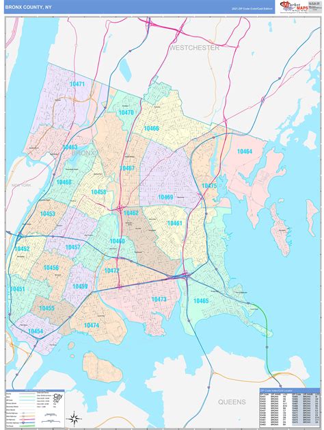 Bronx County, NY Wall Map Color Cast Style by MarketMAPS - MapSales.com