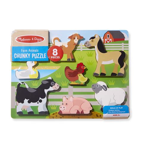 Melissa & Doug Wooden 8-Piece Farm Animals Chunky Puzzle - Walmart.com