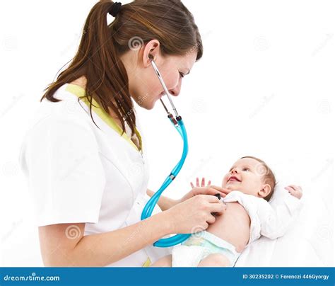 Baby Examination With Stethoscope Stock Photo - Image: 30235202