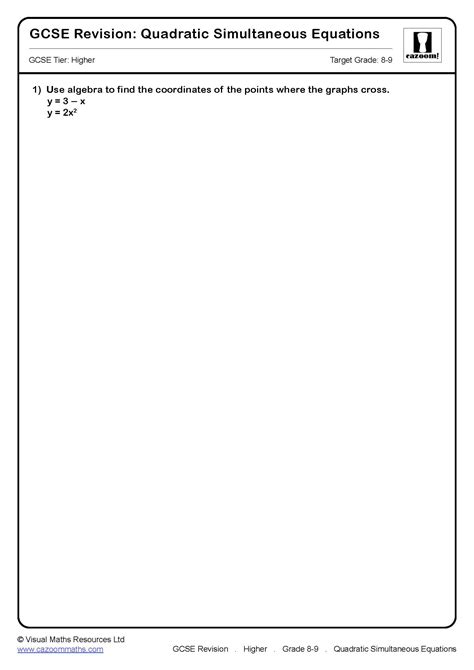 Quadratic Simultaneous Equations GCSE Questions | GCSE Revision Questions