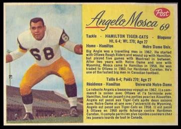 1963 Post CFL Football Card #69: Angelo Mosca