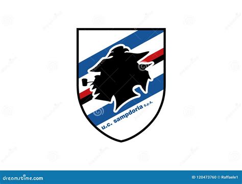 Sampdoria F.C. Football Club Brand Logo With Flag Cartoon Vector | CartoonDealer.com #245641033