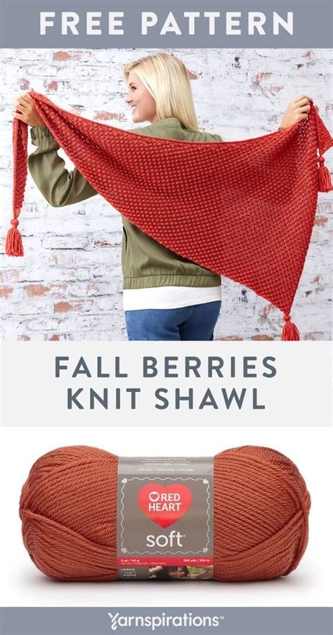 Free knit pattern using Red Heart Soft yarn. Free Fall Berries Shawl ...