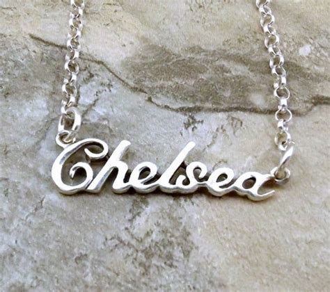 Sterling Silver Name Necklace -Chelsea - on Sterling Silver Rolo Chain in Length of Choice -1303 ...