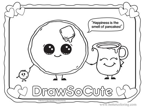 Draw So Cute Pancake Coloring Pages - Free Printable Coloring Pages