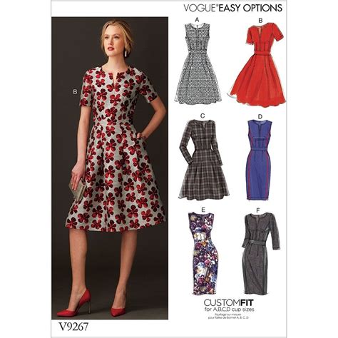 Misses Fit-And-Flare Dresses with Waistband and Pockets Vogue Sewing Pattern 9267 from Sew ...