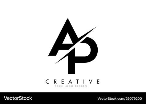 Ap a p letter logo design with a creative cut Vector Image