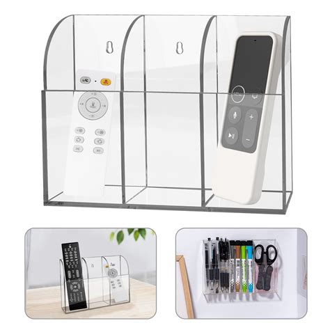 EEEkit Clear Acrylic TV Remote Control Holder with 3 Compartments, Wall ...