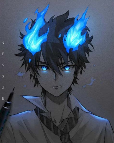 Download Cool Anime Boy Blue Hair And Eyes Wallpaper | Wallpapers.com