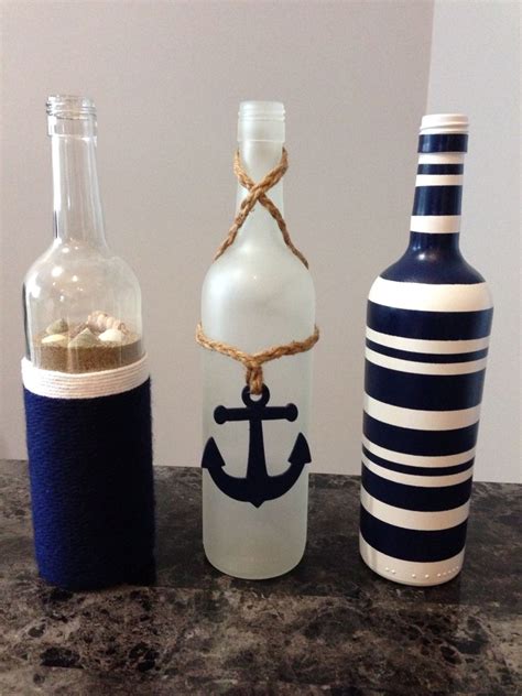 Nautical wine bottles ⚓️ Más - Crafting For Ideas Wine Bottle Project ...