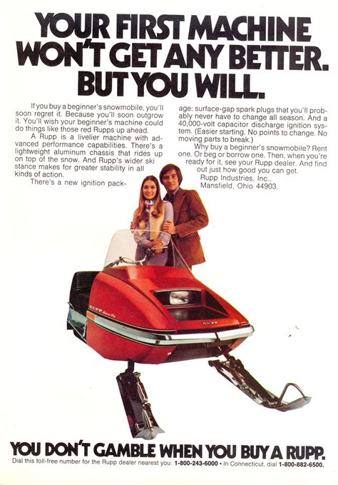 CLASSIC SNOWMOBILES OF THE PAST: 1973 RUPP SNOWMOBILE ADVERTISEMENT