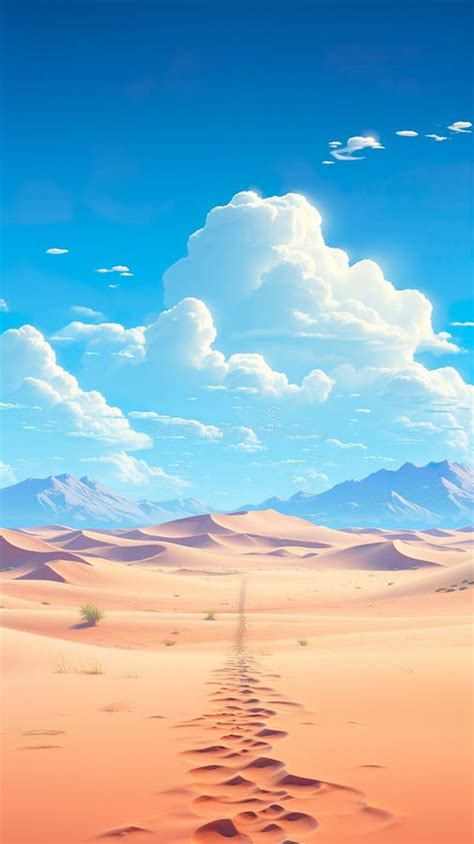 A Calming and Minimalist Desert Landscape with Sand Dunes and a Clear ...