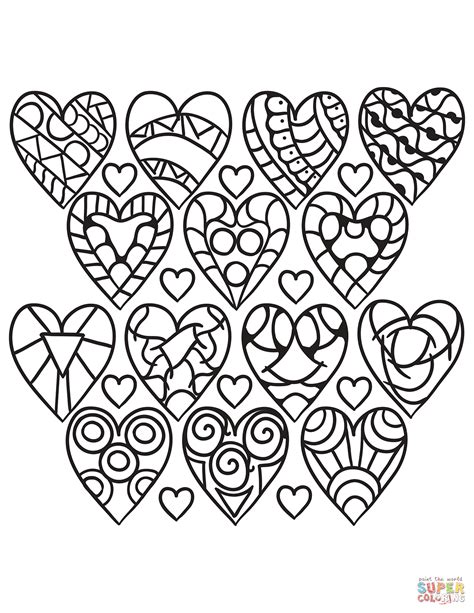 Hearts Pattern coloring page | Free Printable Coloring Pages