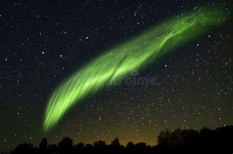 Luminous Green Comet Tail Against a Starry Sky Stock Illustration - Illustration of night, space ...