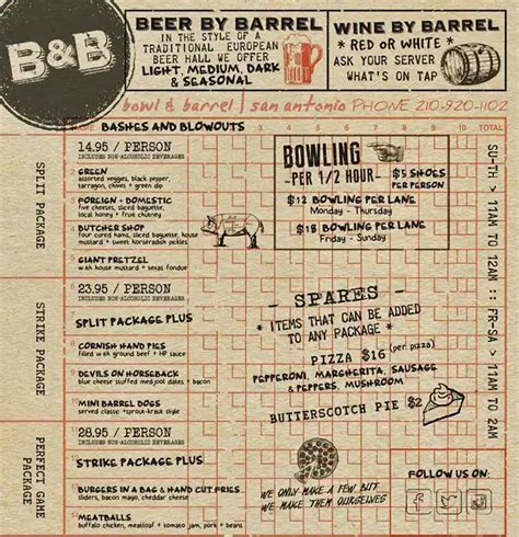 Bowl & Barrel Menu, Menu for Bowl & Barrel, The Rim, San Antonio - Urbanspoon/Zomato