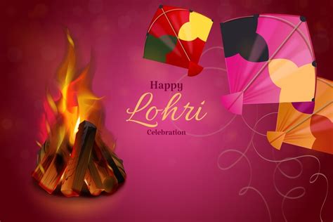 Premium Vector | Realistic lohri festival celebration background