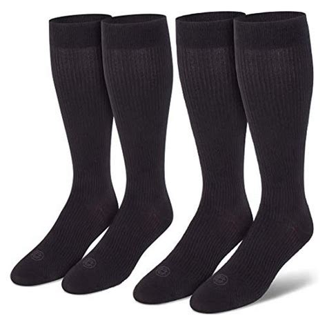 Doctor's Choice Men's Graduated Compression Socks, 8-15 mmhg, Over the Calf, 2 Pairs, Black ...