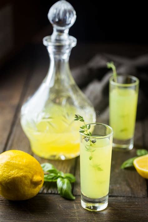 Italian Lemon Liqueur Limoncello Stock Image - Image of drunk, glass ...