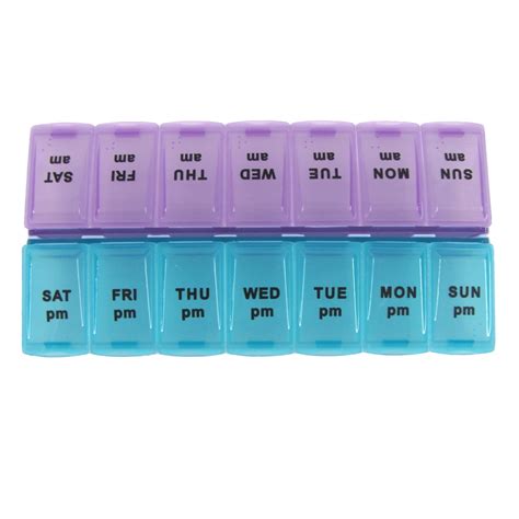 Large Print AM PM Pill Box Medication Organizer Weekly Medicine Storage ...