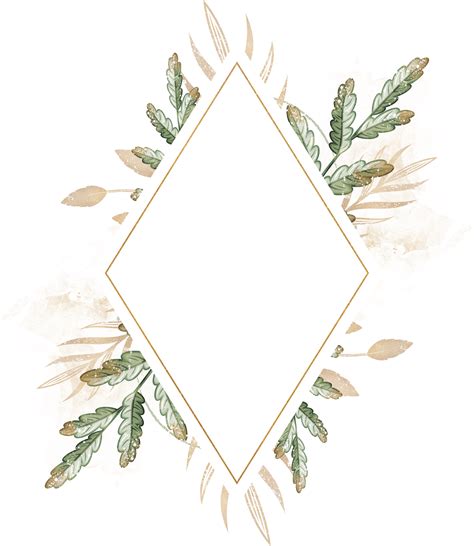 Nature Leaves Frame Vintage Gold Square Labels Vintage 24304282 PNG