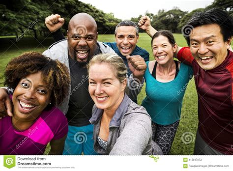 Group of Cheerful Diverse Friends in the Park Stock Image - Image of ...