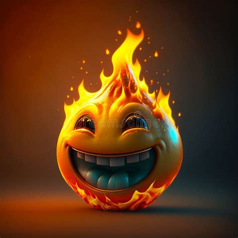 Happy face 3d fire emoji stock illustration. Illustration of icons ...