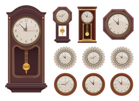 Vintage wall clock vector design illustration set isolated on white background 2004340 Vector ...