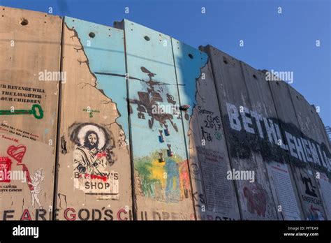 Graffiti on the Separation barrier / Peace wall in Bethlehem, Israel ...