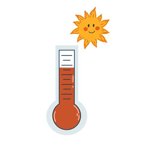 Vector illustration with thermometer and sun in flat style isolated on ...